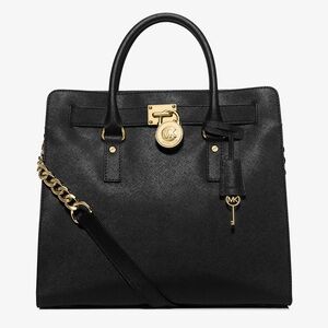 • Black Michael Kors Hamilton Leather Tote